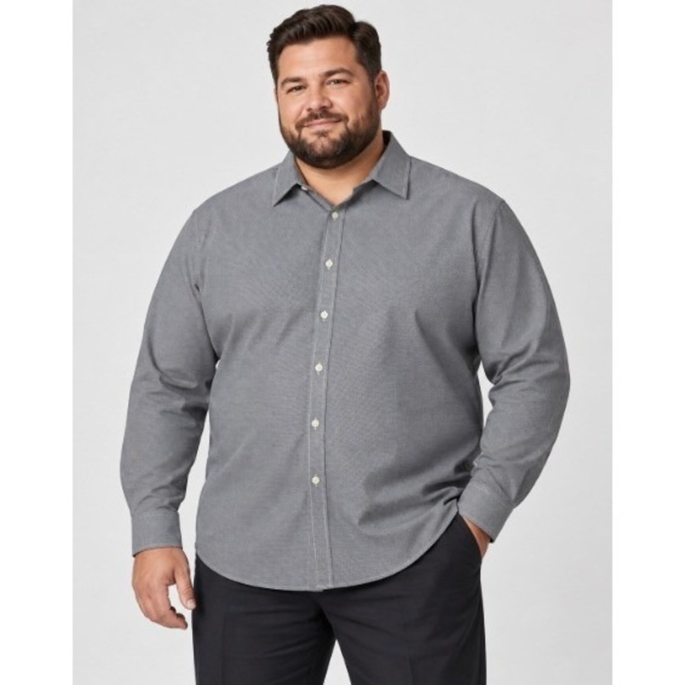 Murano Men's 3XB Gray Micro Print Cotton Button Up Shirt Big & Tall